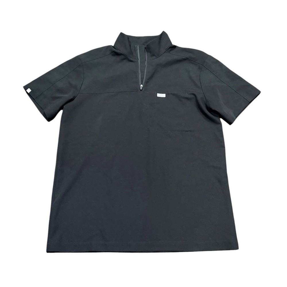 Figs Fowler Relaxed Mock Neck Scrubs Uniform Top Black‎ Zip Unisex Size Small
